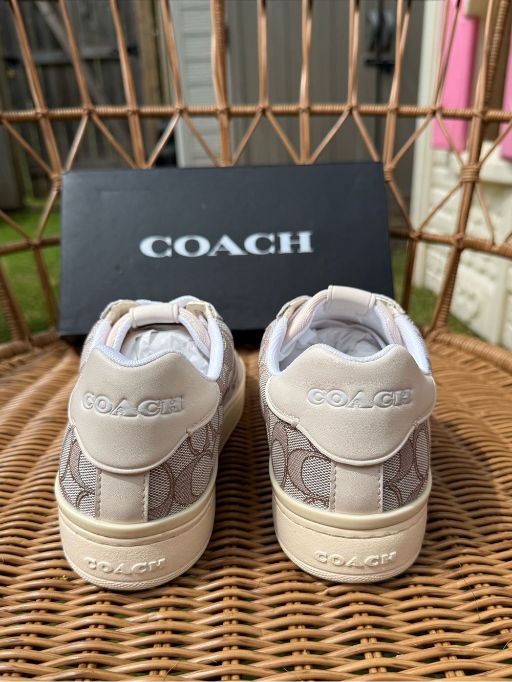 Coach Beige and Cream Signature Low-Top Sneakers - Picture 9 of 13